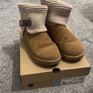 UGG Brown Boots with Cream Knit Cuff